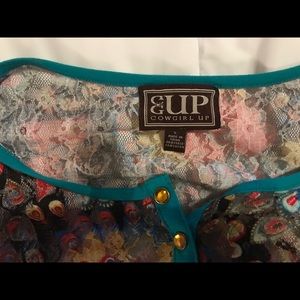 Long sleeve lace cowgirl up blouse